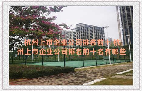 杭州上市企业公司排名前十 杭州上市企业公司排名前十名有哪些